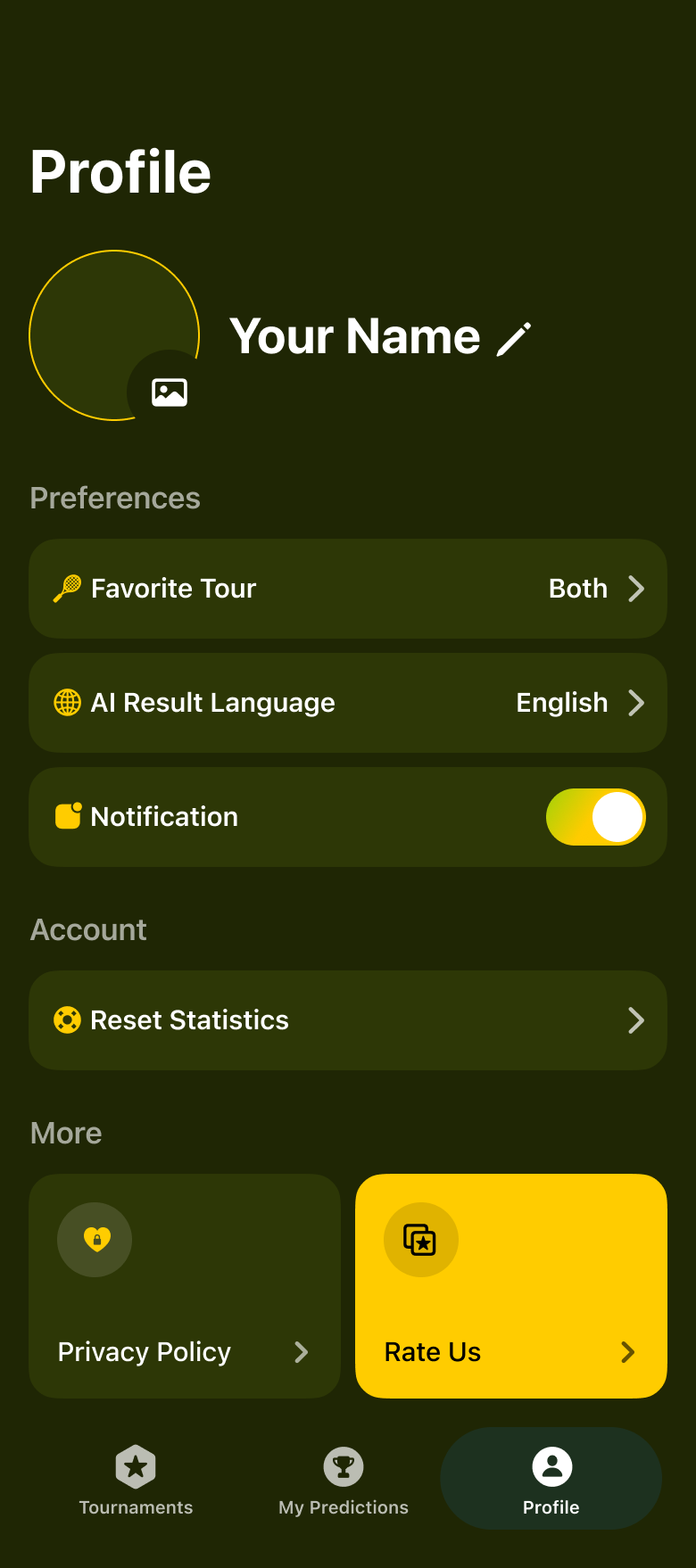 Profile preferences and tour focus